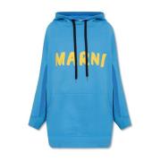 Marni Oversize Hoodie med Logodetalj Blue, Dam