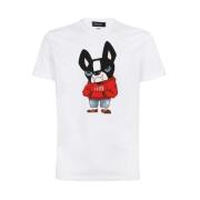 Dsquared2 Tryckt Crew-neck T-shirt White, Herr