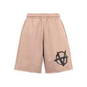 Vetements Tryckt Bomull Bermuda Shorts Brown, Herr