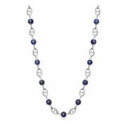 Nialaya Men's Silver Mariner Chain with Blue Lapis Gray, Herr