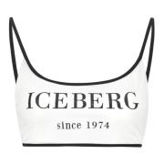 Iceberg Logo Print Bikini Top White, Dam