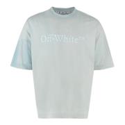 Off White Bomull T-shirt med Logo Blue, Herr