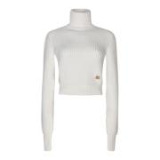 Dolce & Gabbana Enfärgad Logo Roll-neck Sweater White, Dam