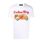 Dsquared2 Grafiskt Tryck Herr T-shirt - Caten Trip White, Herr