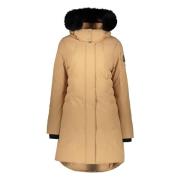 Moose Knuckles Huvad parkas med avtagbar pälskant Beige, Dam