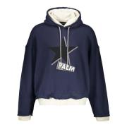 Palm Angels Kontrast Hoodie med Logobrodyr Blue, Herr