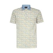 Versace Logo Print Cotton Polo Shirt Multicolor, Herr