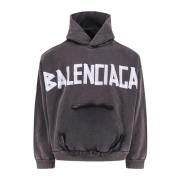 Balenciaga Vintage Logo Hooded Sweatshirt Gray, Herr