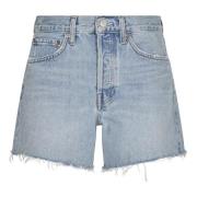 Agolde Lång Parker Denim Shorts Blue, Dam