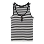 Anine Bing Modern Henley-inspirerad tanktop i svart/kräm Multicolor, D...