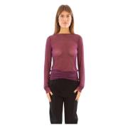 PINKO Rhinestoned Tulle Sweater i Viola Purple, Dam