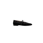 Bibi Lou Sammet Mary Jane Flats med Silver Studs Black, Dam