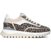 Floris van Bommel Taupe Animal Print Sneakers Multicolor, Dam