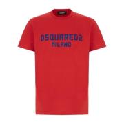 Dsquared2 Avslappnad Bomull T-shirt i Olika Färger Red, Herr