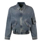 Dolce & Gabbana Denimjacka med Logopatch och Fickor Blue, Herr