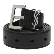 Saint Laurent Monogram Plaque Buckled Belt Black, Herr