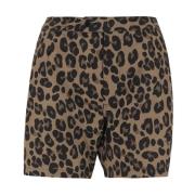 Aspesi Leopardmönstrade Casual Shorts med Elastisk Midja Brown, Dam