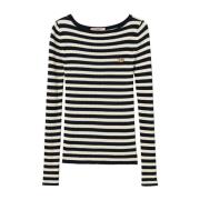 Twinset Blå Boat Neck Sweaters med Logo Multicolor, Dam