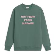 Drole de Monsieur Front Print Crewneck Sweatshirt Green, Herr