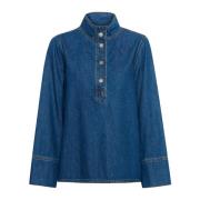 My Essential Wardrobe Boxy Blouse i Medium Blue Wash Blue, Dam