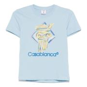 Casablanca Blå Tryckt Crewneck T-shirts och Polos Blue, Dam