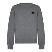 Dolce & Gabbana Grå Ribbad Crewneck Tröja Gray, Herr