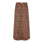 Lollys Laundry Leopardmönstrad Maxi Kjol Lunall Stil Brown, Dam