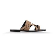 Saint Laurent Slip-On Lädersandaler Brown, Herr