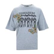 Dsquared2 Grå Oversized Blommig T-shirt Gray, Dam