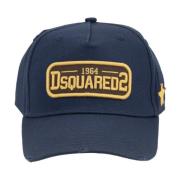 Dsquared2 Logo Patch Baseball Cap Distressed Visor Blue, Unisex