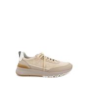 Brunello Cucinelli Sammet Sneakers med Modern Stil Beige, Herr