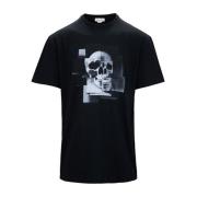 Alexander McQueen Herr Grafisk Tryck Bomull T-shirt Black, Herr