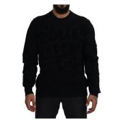 Dolce & Gabbana Svart Logo Crewneck Tröja Black, Herr