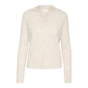 InWear Mjuk Stickad Krage Tröja Vanilj Melange Beige, Dam