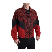 Dolce & Gabbana Rd Leopard Dragkedja Jacka Red, Herr