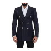 Dolce & Gabbana Marinblå Dubbelknäppt Slim Fit Blazer Blue, Herr