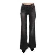 Dolce & Gabbana Elegant Flared Svart Denim Jeans Black, Dam