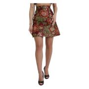 Dolce & Gabbana Blommig Jacquard Minikjol i kastanjebrun Multicolor, D...