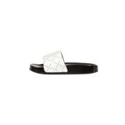 Tory Burch Double T Pool Slide Sandaler White, Dam