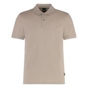 Hugo Boss Bomull Polo Skjorta med Ribbade Kanter Beige, Herr