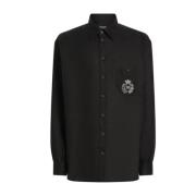 Dolce & Gabbana Svart Button-Up Skjorta Klassisk Stil Black, Herr