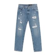 Dolce & Gabbana Broderad Logotyp Denim Jeans Blue, Herr