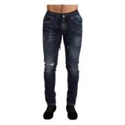 Dolce & Gabbana Elegant Mörkblå Skinny Jeans Blue, Herr