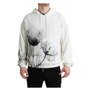 Dolce & Gabbana Elegant Blommig Sidensweatshirt White, Herr