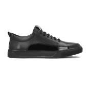 Kazar Svarta Lädersneakers med Eleganta Insatser Black, Herr