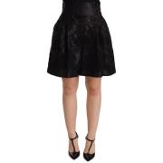 Dolce & Gabbana Elegant Brokad Blommig High-Waisted Shorts Black, Dam