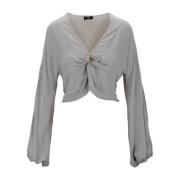 Elisabetta Franchi Blus med V-ringning och knappdetalj White, Dam