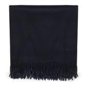 Max Mara Kashmir Vinterscarf med Logobroderi Blue, Dam