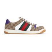 Gucci Beige Ebony Textile GG Supreme Screener Sneakers Multicolor, Her...