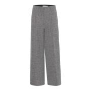 ICHI Herringbone Jacquard Byxor Svart/Vit Gray, Dam